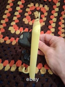 VINTAGE HALLOWEEN ROSBRO HARD PLASTIC TOY Black CAT CANDY CONTAINER Wall Plaque