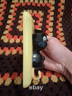 VINTAGE HALLOWEEN ROSBRO HARD PLASTIC TOY Black CAT CANDY CONTAINER Wall Plaque