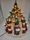 Vintage Large 17 Ceramic Christmas Tree Withcarolers Choir 1970s Rare