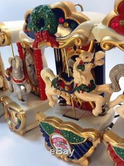 VINTAGE Mr Christmas Animated Holiday Lighted Musical Carousel 6 Horses 21 Songs