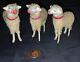 Vintage Trio German Wooly Miniature Putz Sheep Withstick Legs