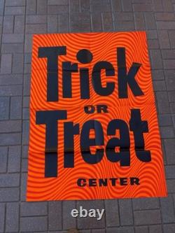 VTG 1968 HALLOWEEN Trick Or TREAT retail store display sign HUGE paper 40x54 #2