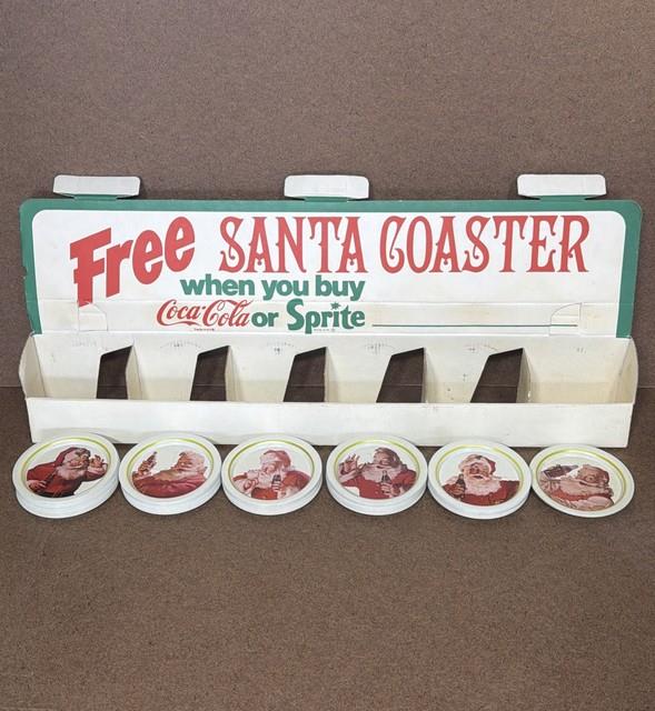 Vtg 1983 Coca-cola Sprite Free Santa Metal Coaster Display With 49 New Pcs 22 Wow