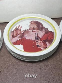 VTG 1983 Coca-Cola Sprite Free Santa Metal Coaster Display with 49 New Pcs 22 WOW