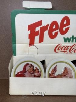 VTG 1983 Coca-Cola Sprite Free Santa Metal Coaster Display with 49 New Pcs 22 WOW