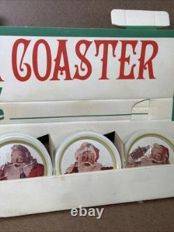 VTG 1983 Coca-Cola Sprite Free Santa Metal Coaster Display with 49 New Pcs 22 WOW