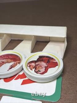 VTG 1983 Coca-Cola Sprite Free Santa Metal Coaster Display with 49 New Pcs 22 WOW
