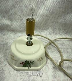 VTG 2 Piece Ceramic Christmas Tree Leviton Lamp Signed A Dawson 1974 Snow Cover