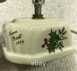 VTG 2 Piece Ceramic Christmas Tree Leviton Lamp Signed A Dawson 1974 Snow Cover