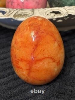 VTG Alabaster Hand Carved Easter Eggs Set Of 12 (TRAY NOT INCLUDED)