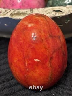 VTG Alabaster Hand Carved Easter Eggs Set Of 12 (TRAY NOT INCLUDED)