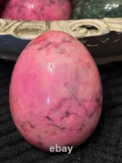 VTG Alabaster Hand Carved Easter Eggs Set Of 12 (TRAY NOT INCLUDED)