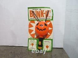 VTG Bayshore Blink In Halloween JOL Pumpkin Flashlight Blow Mold & Original Card