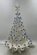 Vtg Ceramic Lava Christmas Tree Opalescent White Blue Birds Doves 21 Tall Works