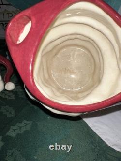 VTG Ceramic Winking Santa Pitcher And 4 Cups SEE READ
