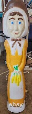 VTG Don Featherstone Thanksgiving Light Up Pilgrim Lady Blow Mold LOOK