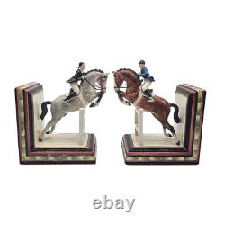 VTG Fitz & Floyd Equestrian Horse Jumping Bookends Pair Ceramic Décor 9 VTG Fitz & Floyd Equestrian Horse Jumping Bookends Pair Ceramic Décor 9