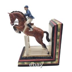 VTG Fitz & Floyd Equestrian Horse Jumping Bookends Pair Ceramic Décor 9 VTG Fitz & Floyd Equestrian Horse Jumping Bookends Pair Ceramic Décor 9