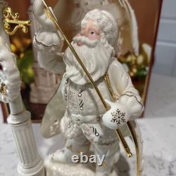 VTG Lenox Florentine & Pearl Jeweled Santa Lighting Lamp Post Figurine withBox