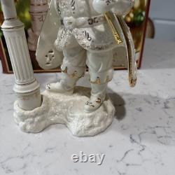 VTG Lenox Florentine & Pearl Jeweled Santa Lighting Lamp Post Figurine withBox