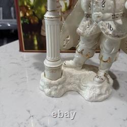 VTG Lenox Florentine & Pearl Jeweled Santa Lighting Lamp Post Figurine withBox