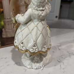 VTG Lenox Florentine & Pearl Jeweled Santa Lighting Lamp Post Figurine withBox