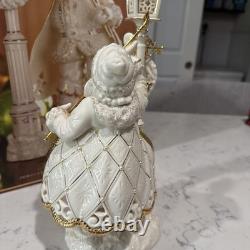 VTG Lenox Florentine & Pearl Jeweled Santa Lighting Lamp Post Figurine withBox