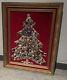 Vtg Mcm Jewelry Art Christmas Tree On Red Velvet Light Up Flaw 30x24 Framed