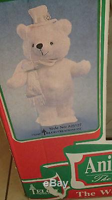 VTG NEW Telco Motionette White Winter Bear Animated Christmas RARE 1996