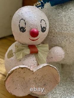 VTG PUTZ Mica 3 Snowman Rare Candy Container Japan 1950s Fragile Condition Read