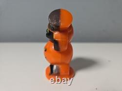 VTG Rosbro Rosen Halloween Cat Hard Plastic Candy Container Top Hat RARE COLOR