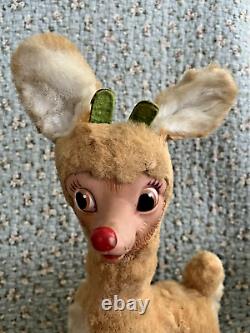 VTG Rudolph Red-Nosed Reindeer 1939 Stuffed Gund Swisstone Music WORKS-VIDEO