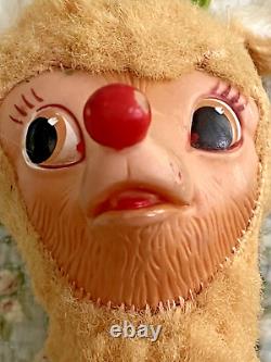 VTG Rudolph Red-Nosed Reindeer 1939 Stuffed Gund Swisstone Music WORKS-VIDEO