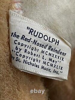 VTG Rudolph Red-Nosed Reindeer 1939 Stuffed Gund Swisstone Music WORKS-VIDEO