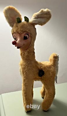 VTG Rudolph Red-Nosed Reindeer 1939 Stuffed Gund Swisstone Music WORKS-VIDEO