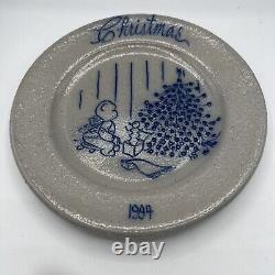 VTG Salmon Falls Helen Berg Christmas Teddy Bear Stoneware 1994 Plate & Bulb