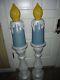 Vtg. Union Products 2 Blowmold Candlestick Candles Rare Large Usa Made Christmas