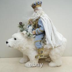 Victorian Santa Riding Fur Polar Bear 20 Christmas Display Signed Artisan OOAK