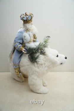 Victorian Santa Riding Fur Polar Bear 20 Christmas Display Signed Artisan OOAK