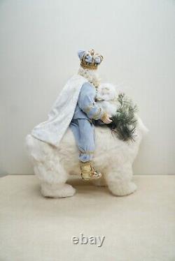 Victorian Santa Riding Fur Polar Bear 20 Christmas Display Signed Artisan OOAK