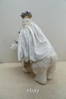 Victorian Santa Riding Fur Polar Bear 20 Christmas Display Signed Artisan OOAK