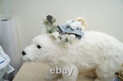 Victorian Santa Riding Fur Polar Bear 20 Christmas Display Signed Artisan OOAK