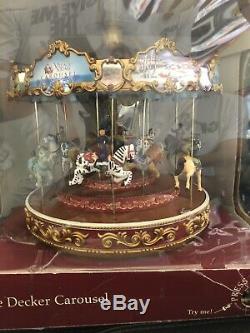 Village Square Triple Decker Carousel Tested Working Excellent Condition 50 Song