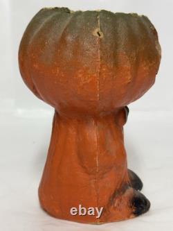 Vintage 1930's Halloween Paper Mache-Pumpkin Man-Candy Container Vintage 1930's Halloween Paper Mache-Pumpkin Man-Candy Container