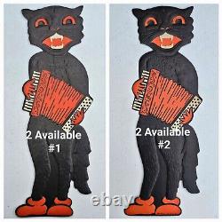 Vintage 1940's Halloween HE Luhrs Beistle Diecut Accordion Cat Musician Band 18