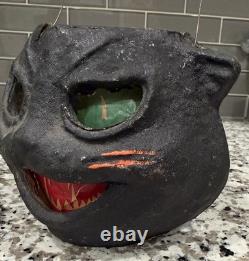 Vintage 1940's Pulp Paper Mache Halloween Black Cat Lantern All Original