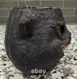 Vintage 1940's Pulp Paper Mache Halloween Black Cat Lantern All Original