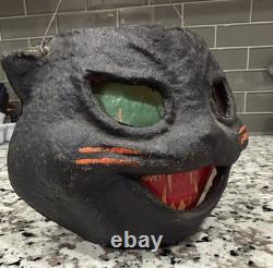 Vintage 1940's Pulp Paper Mache Halloween Black Cat Lantern All Original