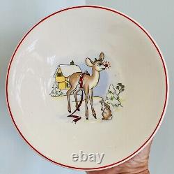 Vintage 1940s RLM Rudolph Red Nosed Reindeer Mugs Cups Plates Bowls Lot of 6