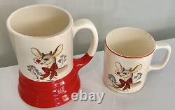 Vintage 1940s RLM Rudolph Red Nosed Reindeer Mugs Cups Plates Bowls Lot of 6